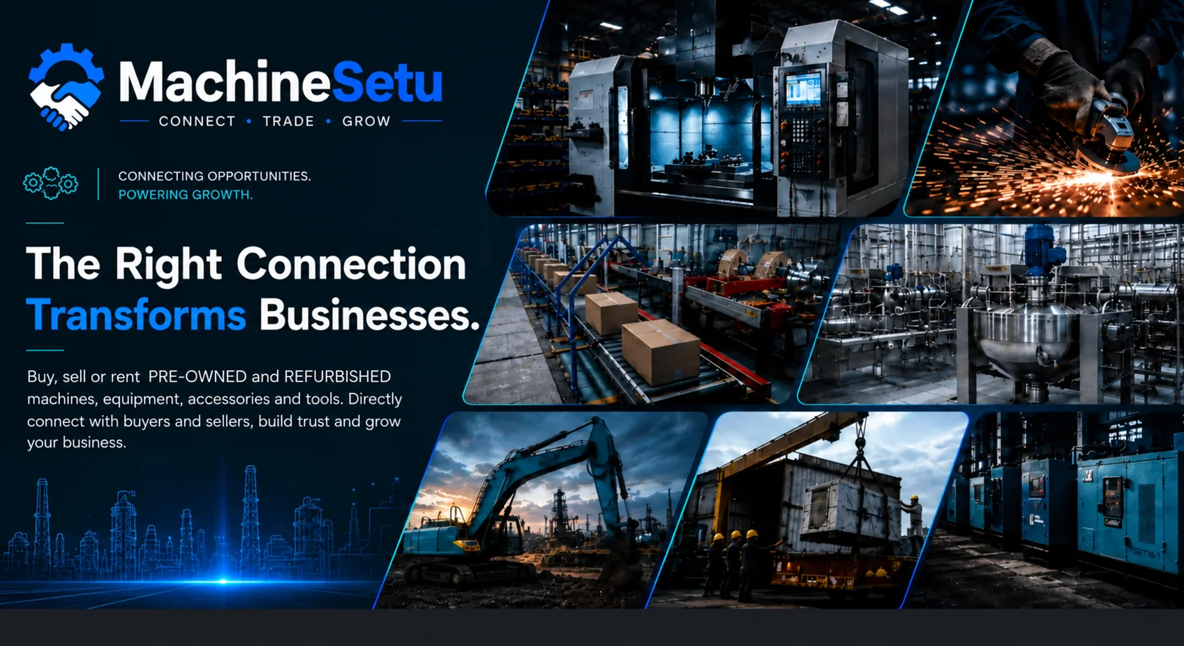 MachineSetu β India's Industrial Asset Marketplace. The right connection transforms businesses. Buy, sell or rent pre-owned and refurbished machines, equipment, accessories and tools. Directly connect with buyers and sellers, build trust and grow your business.